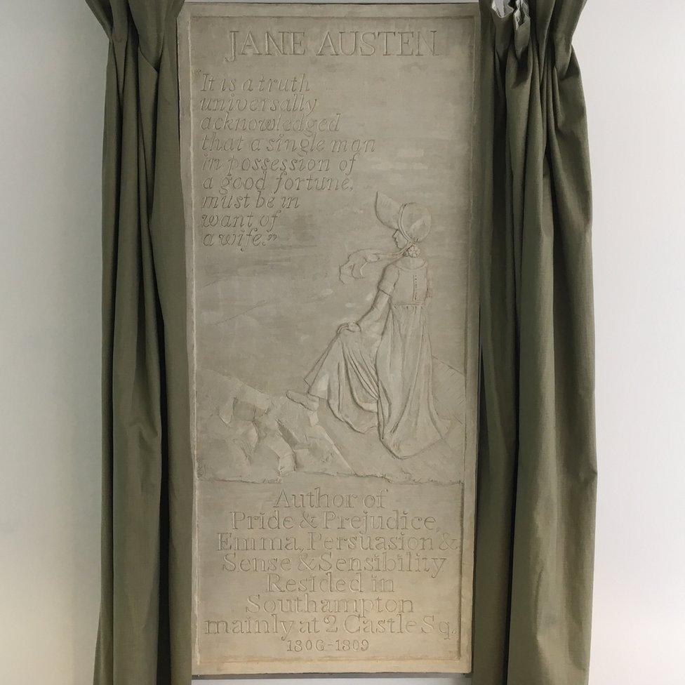 Plaque dedicated to Jane Austen