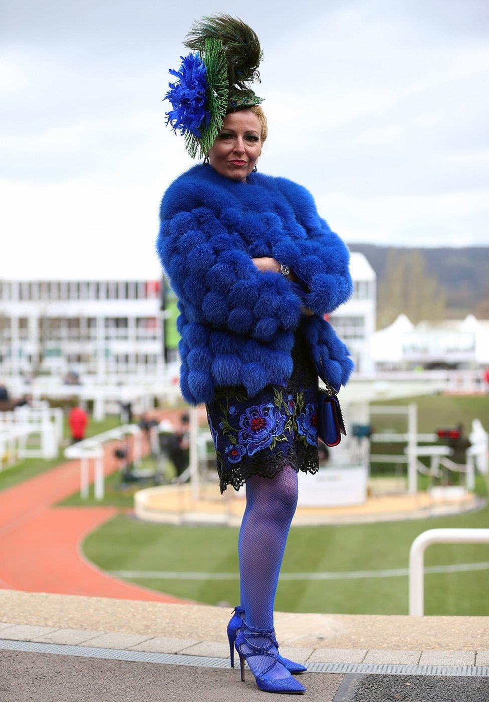 A racegoer during Ladies Day of the 2019 Cheltenham Festival at Cheltenham Racecourse