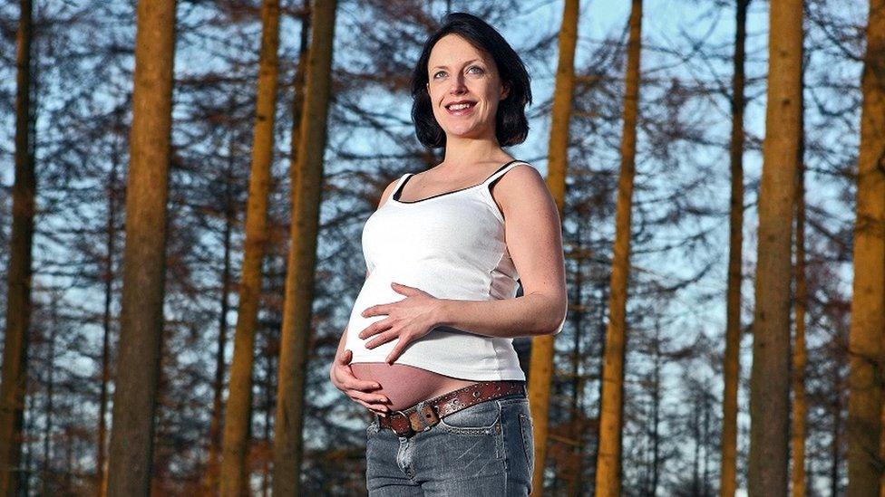 Rhiannon Davies while pregnant with Kate