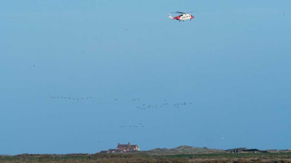 Helicopter along the Norfolk coast