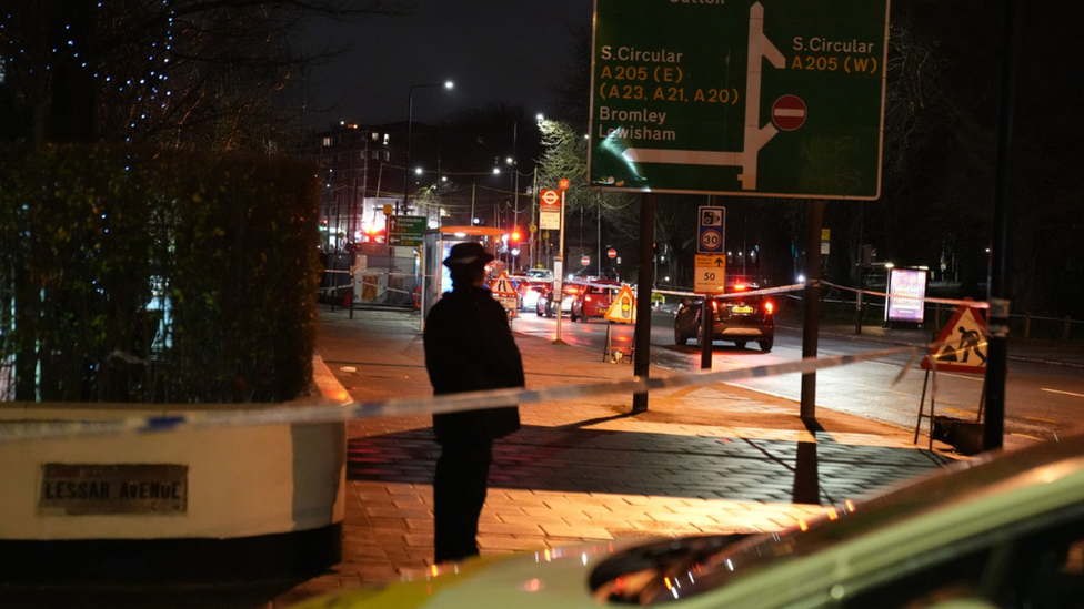 A cordon around the Clapham South Belvedere hotel