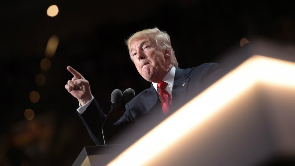 Donald Trump speaks during the Republican National Convention