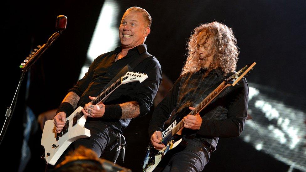 Metallica performing at Pyramid Stage, Glastonbury