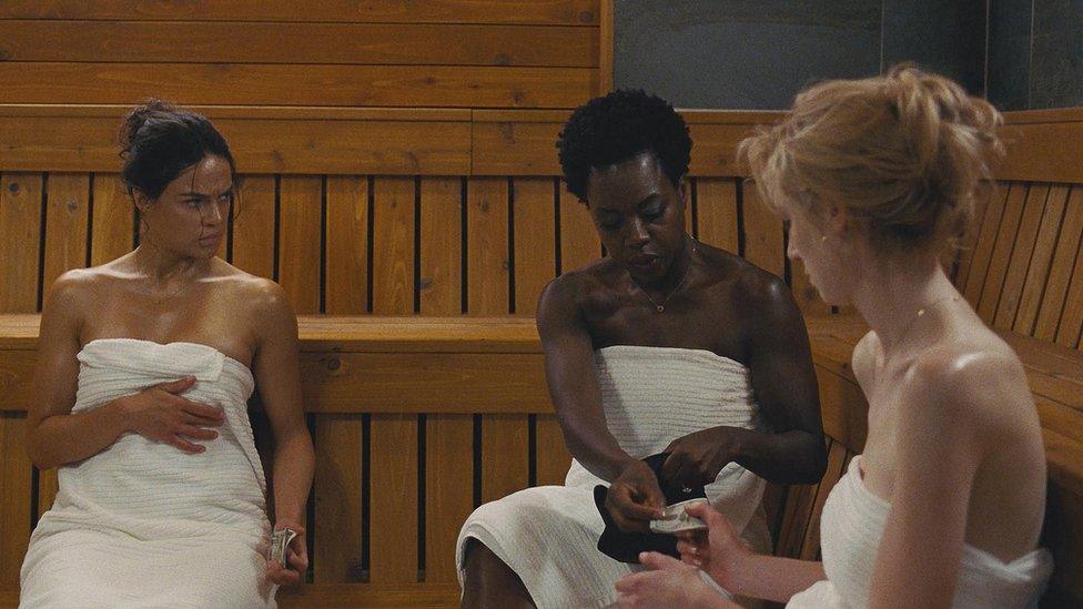 Michelle Rodriguez, Viola Davis and Elizabeth Debicki in Widows