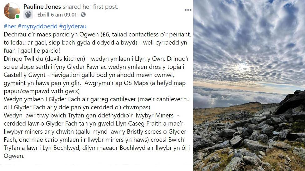 Disgrifiad o daith a llun mynydd