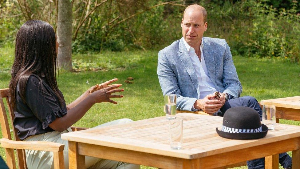 The Duke and Duchess speak to four representatives from organisations which will benefit from the fund, including two emergency responders and two mental health counsellors, earlier this the week on the Sandringham Estate.