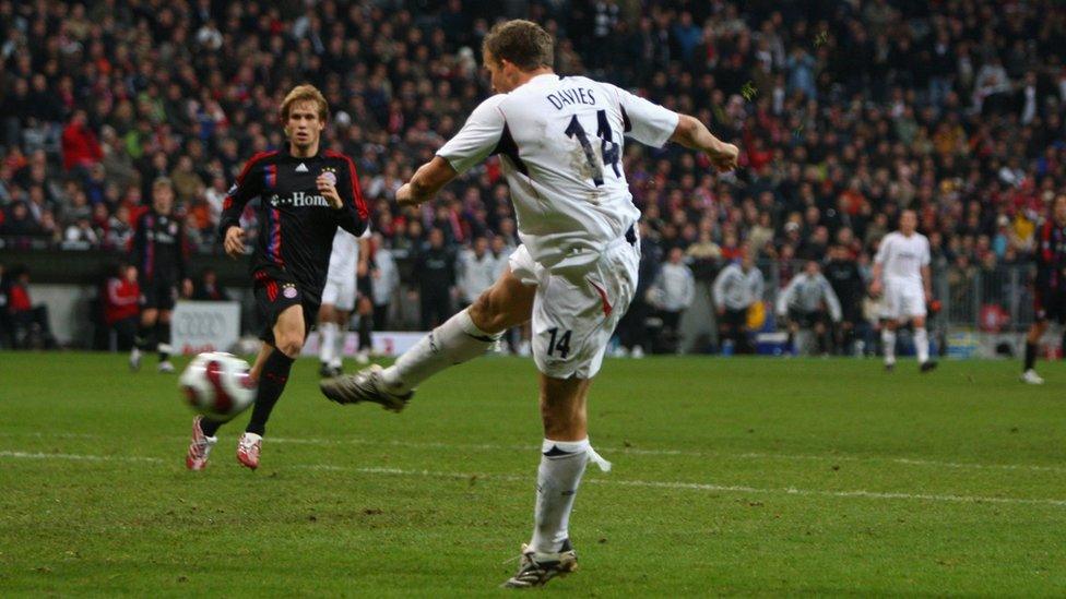 Kevin Davis scores the equalising goal during the UEFA Cup Group F match in November 2007