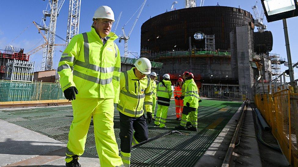 Boris Johnson tours the Hinkley Point C site