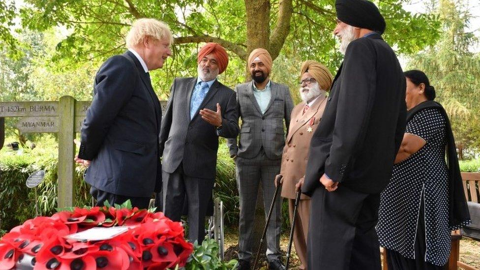 Boris Johnson meets veterans following the national service of remembrance