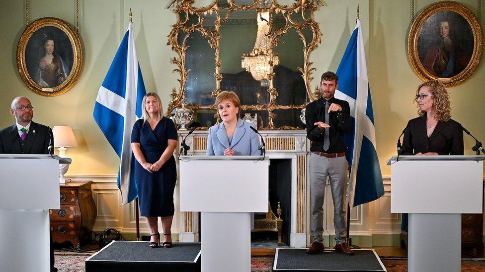 Patrick Harvie, Nicola Sturgeon and Lorna Slater