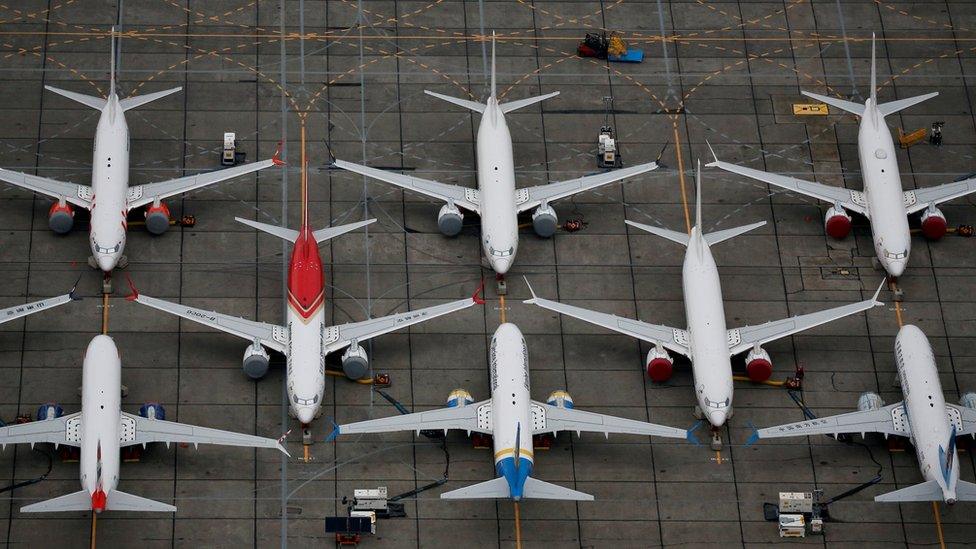 Grounded Boeing 737 planes