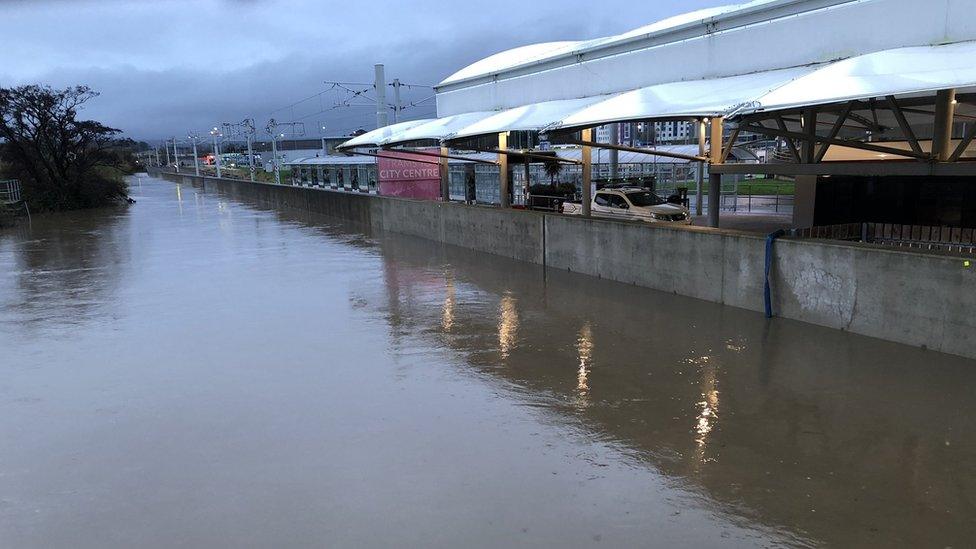 Flooded tram line