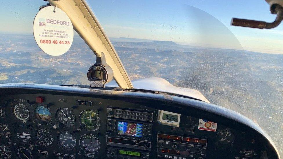 Flying over Spanish mountains