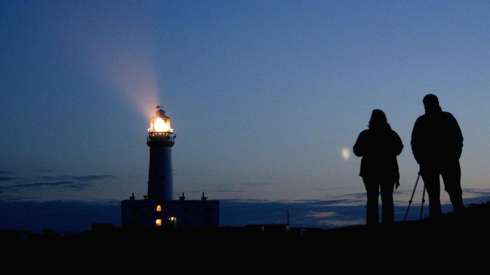 Flamborough Head Lighthouse viewed from the Fog Signal Station.