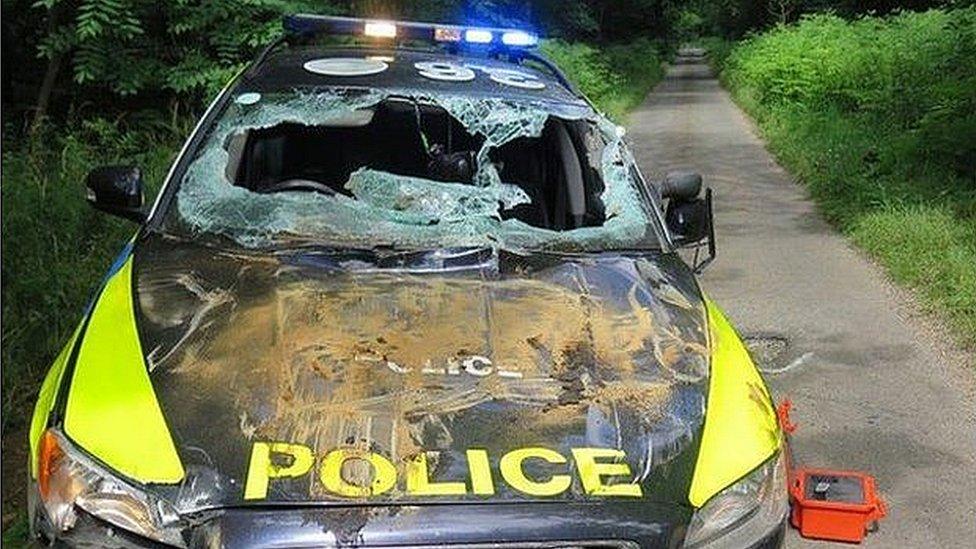 Norfolk Police Volvo after dumper truck pursuit