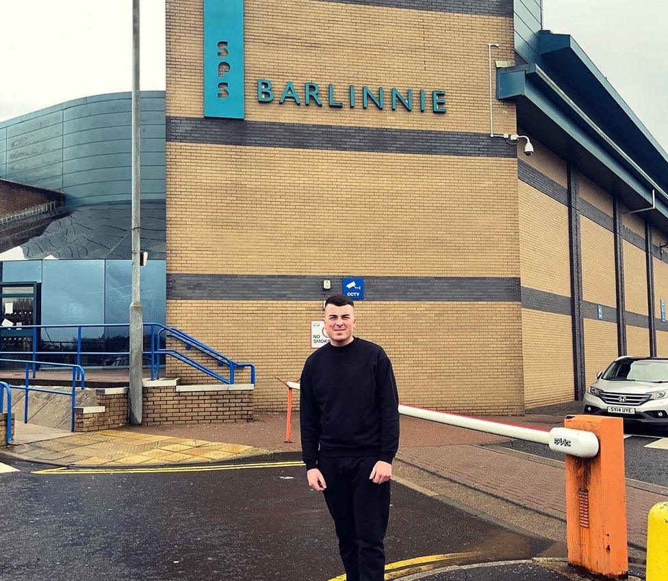 DJ Calvin outside Barlinnie prison