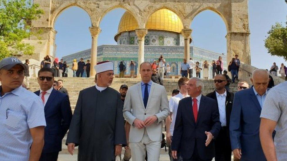 The Duke of Cambridge being shown around the Temple Mount/Haram al-Sharif