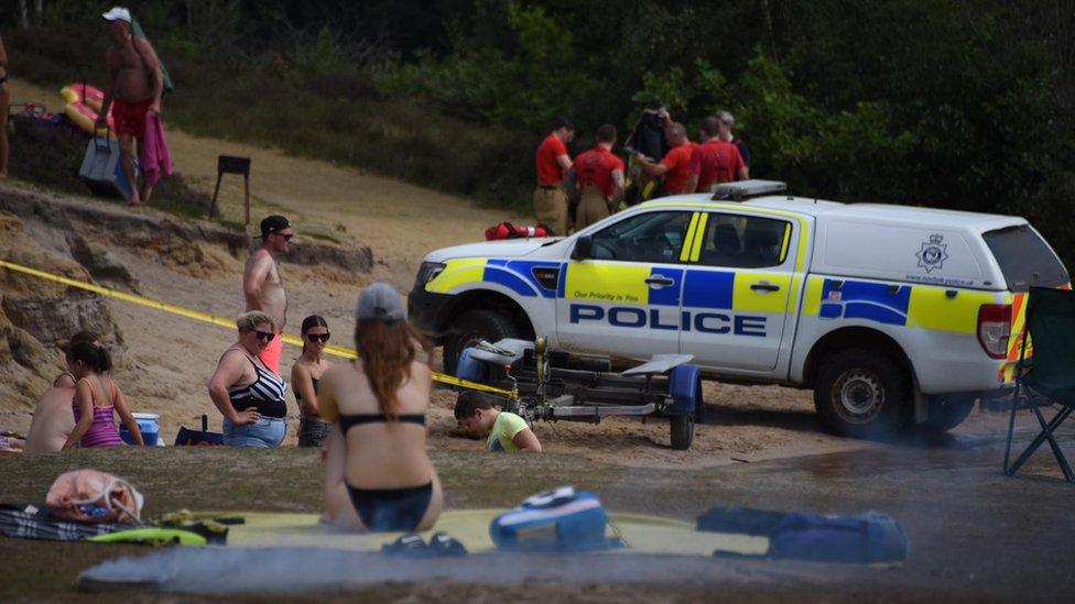 Emergency crews at Bawsey Pits