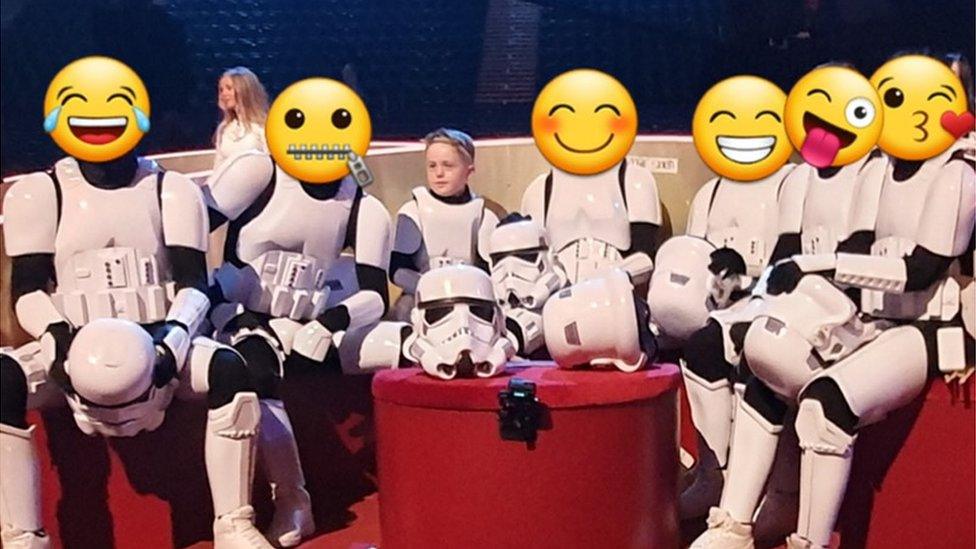 Kevin Turner with the anonymous members of Boogie Storm on Britain's Got Talent