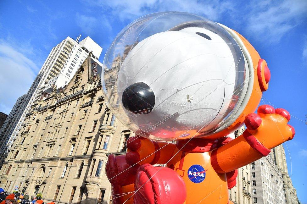 The Snoopy balloon at the Macy's Parade