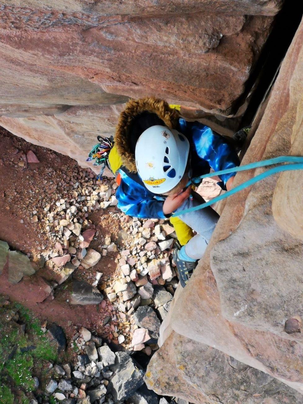 cody climbing the old man of hoy