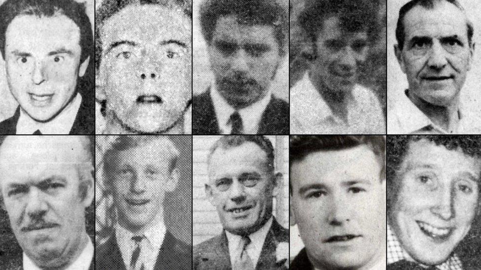 Top from left: John Bryans, Robert Chambers, Walter Chapman, Robert Freeburn, Reginald Chapman. Bottom from left: Joseph Lemmon, John McConville, James McWhirter, Robert Walker, Kenneth Worton