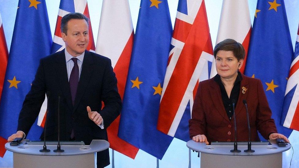 David Cameron and his Polish counterpart Beata Szydlo