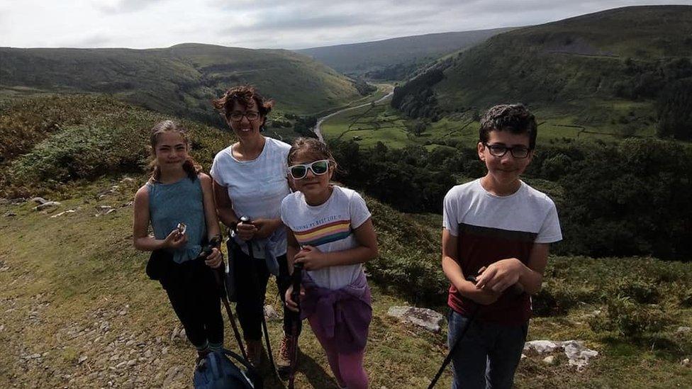 The Rushworth children with their mum, Siobhain, in the Yorkshire Dales