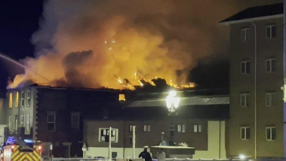 Fire at Haven Bridge in Great Yarmouth