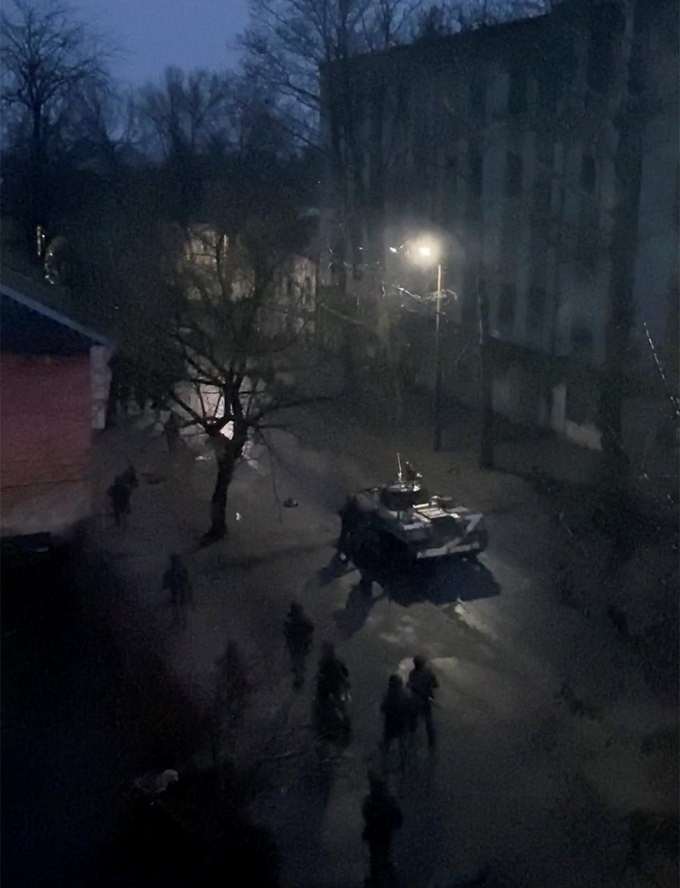 Russian military vehicles are seen on a street of Kherson, Ukraine. Photo: 1 March 2022