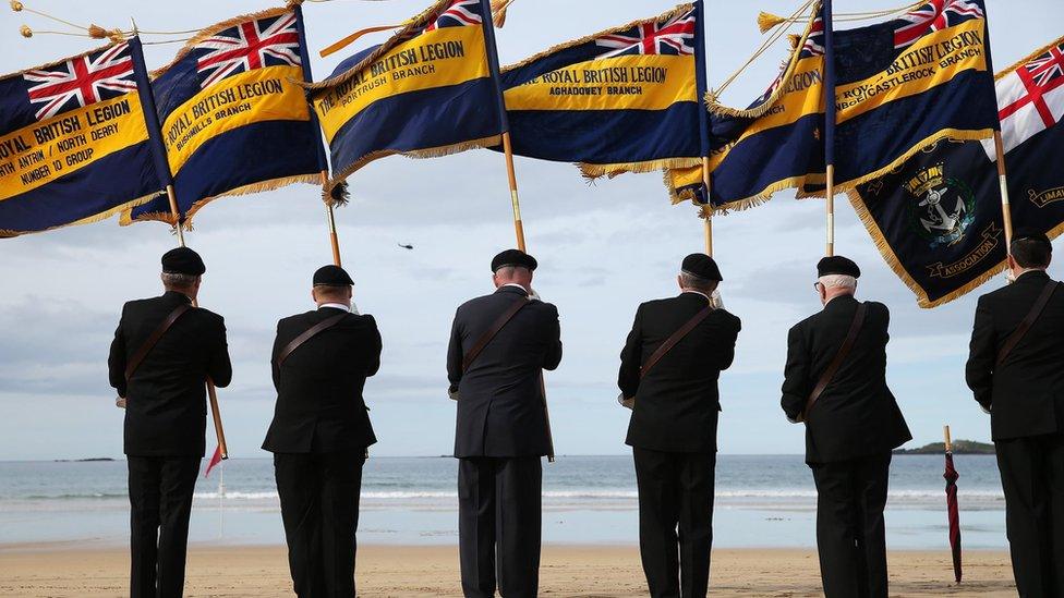 Members of the British Legion took part in a poppy drop ceremony on East Strand beach during the show