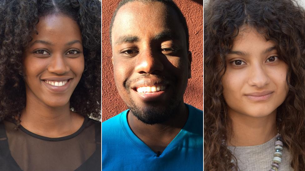 Left to right: Sarah Mmadi, 18, Mohamed Abdallah, 19, and Amal Osman, 18