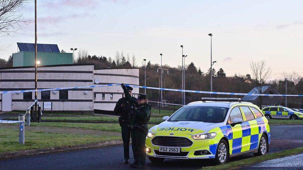 The scene of the shooting at a sports complex in Omagh