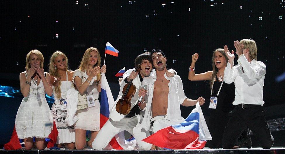 Russia's Dima Bilan wins the contest