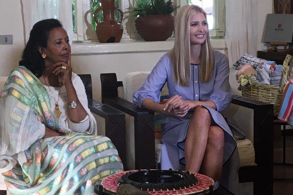 Ivanka Trump and Sara Abera, founder of the workshop