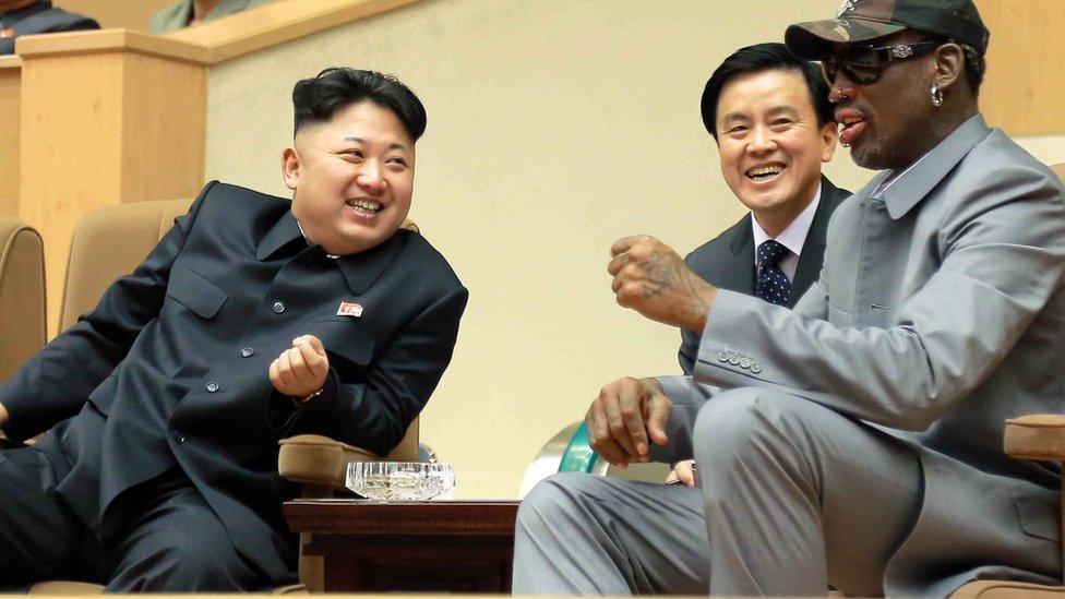 Kim Jong-un and Dennis Rodman in Pyongyang, January 2014