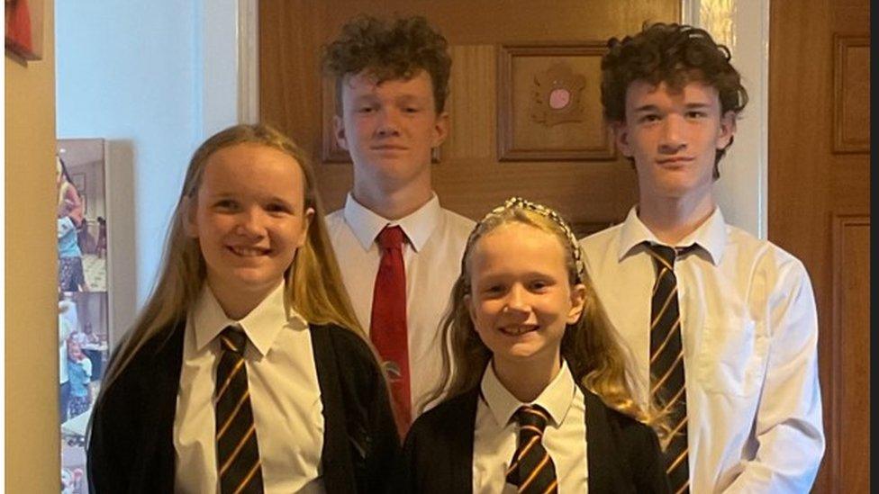 From left- Gwenllian (12), Ioan (16), Elliw (10), Emrys (14)