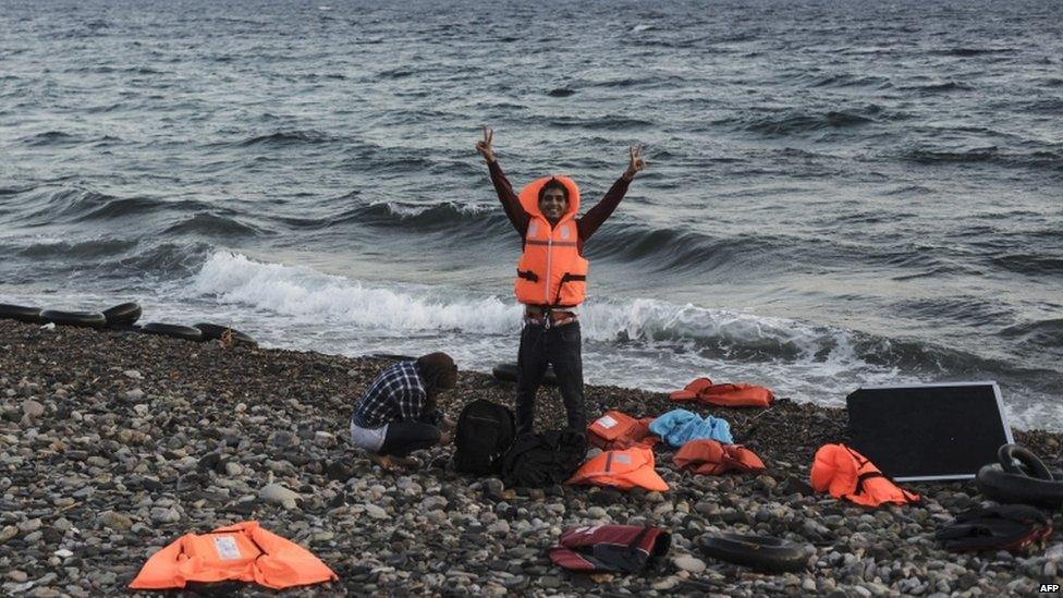 Syrian migrant arrives on Lesbos (23 August)