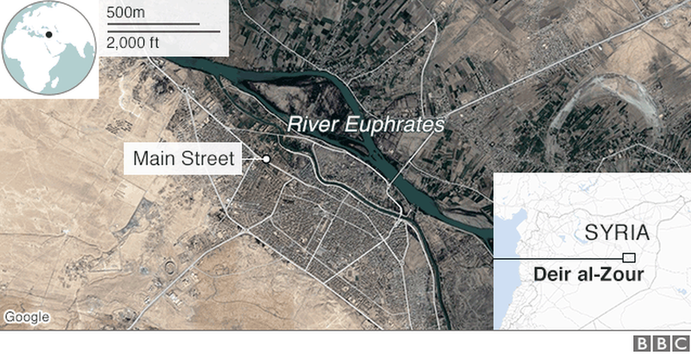 map showing location of Deir al-Zour