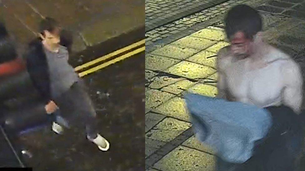 CCTV images of the stabbing victim