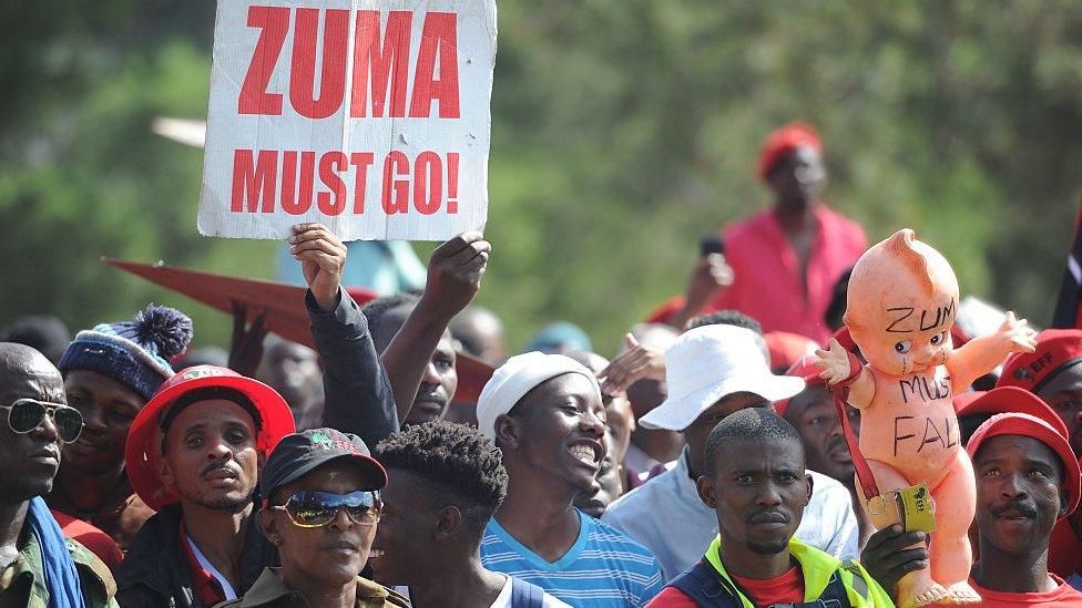 Economic Freedom Fighters supporters protest at the Pretoria CBD during a State capture march on November 02, 2016