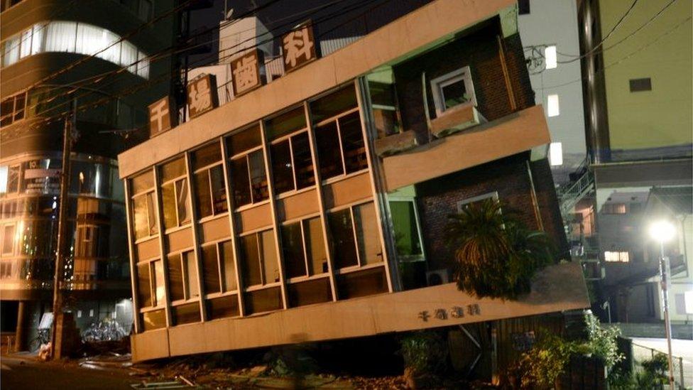 A severely damaged building in Kumamoto. Photo: 16 April 2016