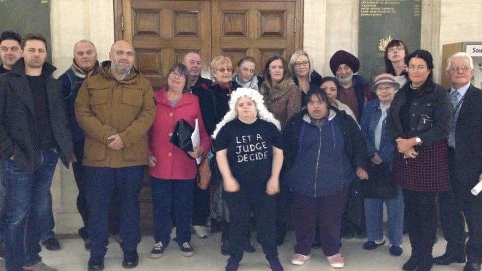 Campaigners outside the council chamber