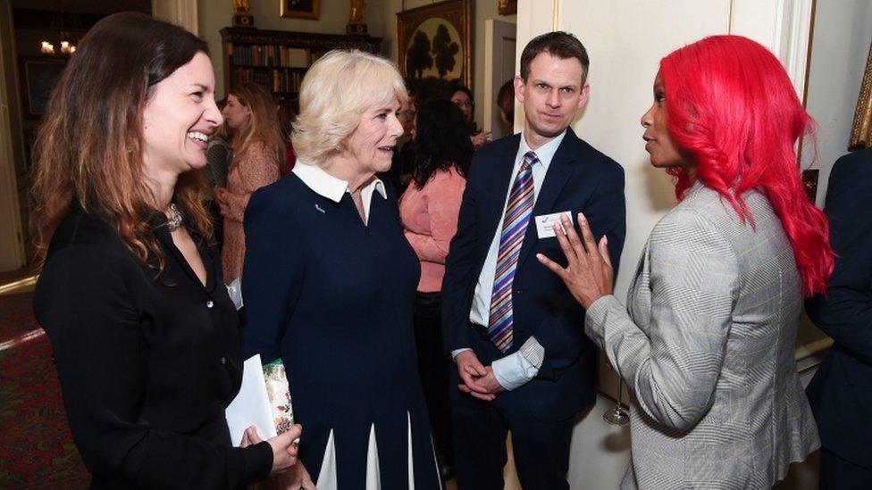 Camilla, Duchess of Cornwall and guests at Clarence House