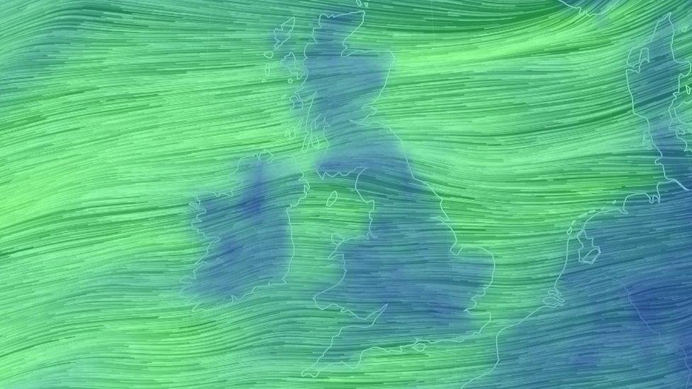 Graphic illustrating wind conditions on Wednesday