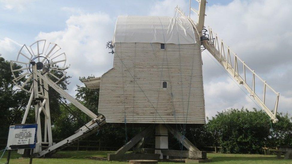 Windmill with tarpaulin