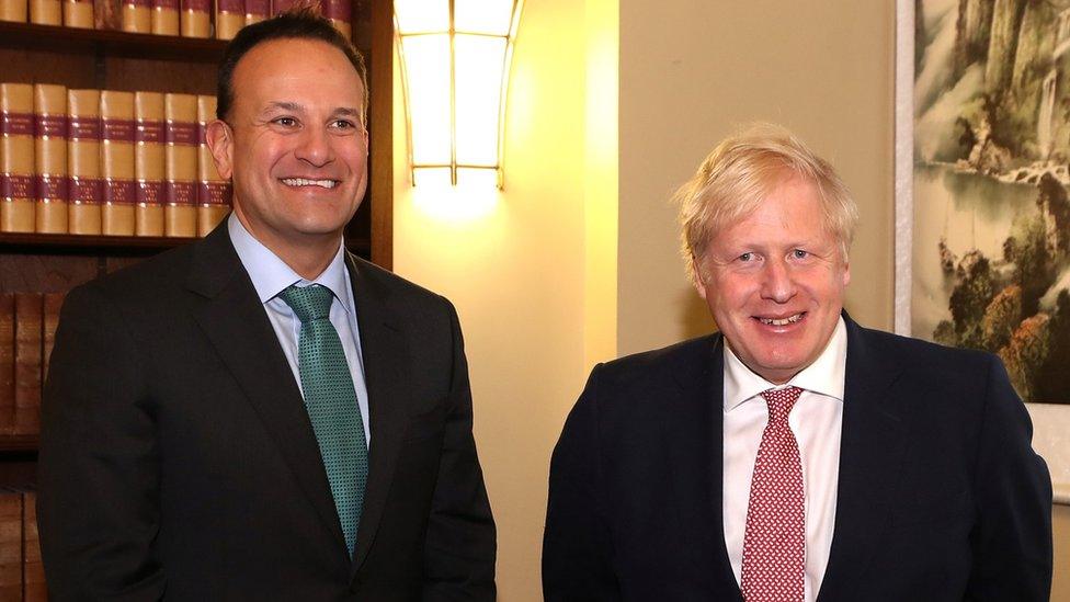 Leo Varadkar and Boris Johnson at Stormont on Monday