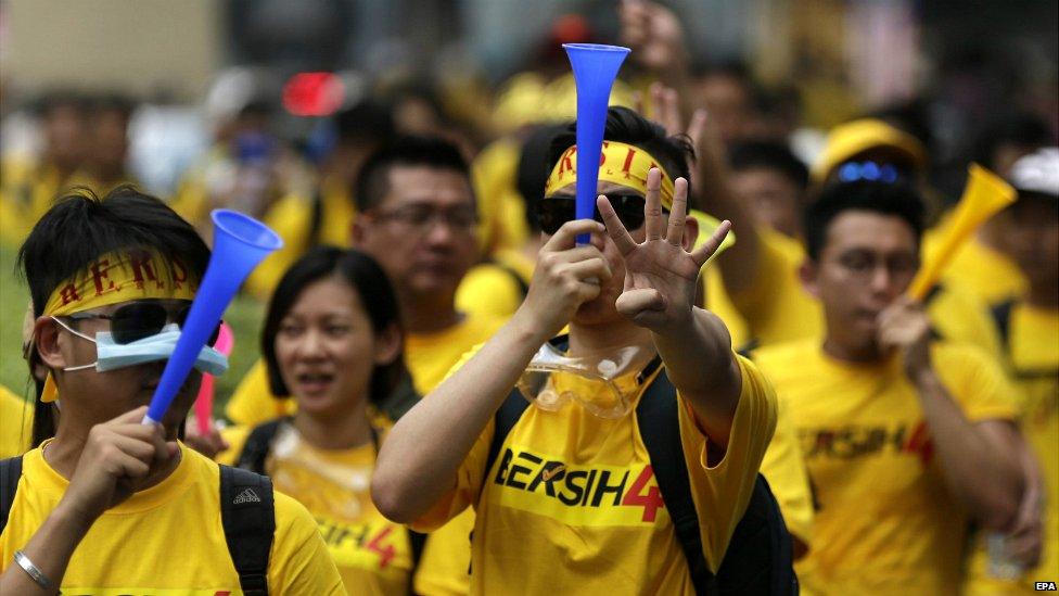 Malaysian protestors rally in Kuala Lumpur, Malaysia - 29 August 2015