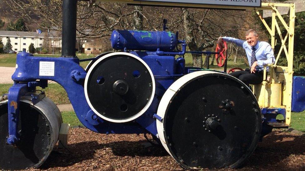 Willie Rennie on a steamroller