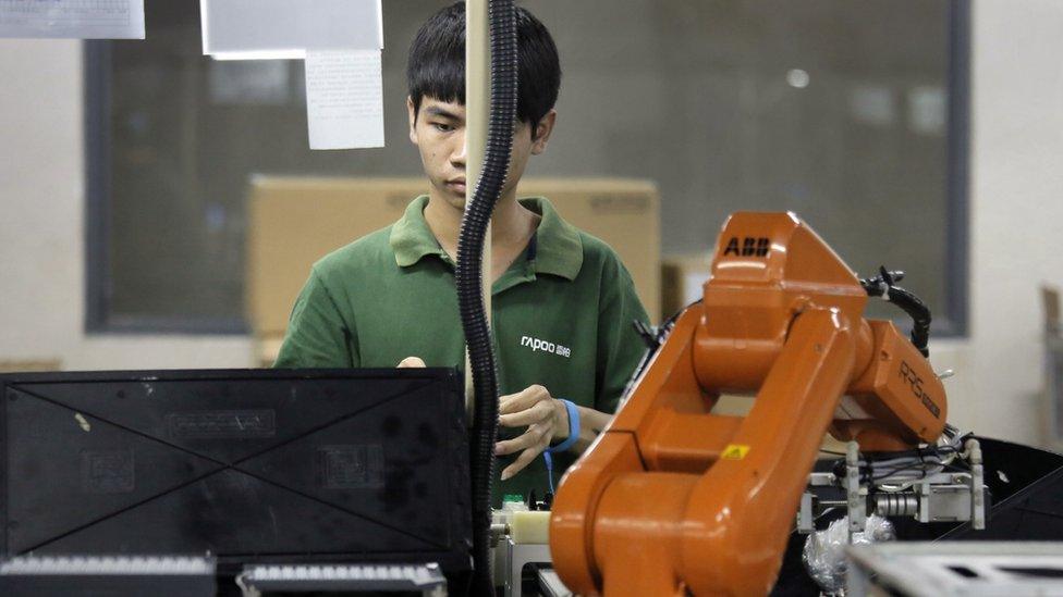 Chinese worker in factory in Shenzhen